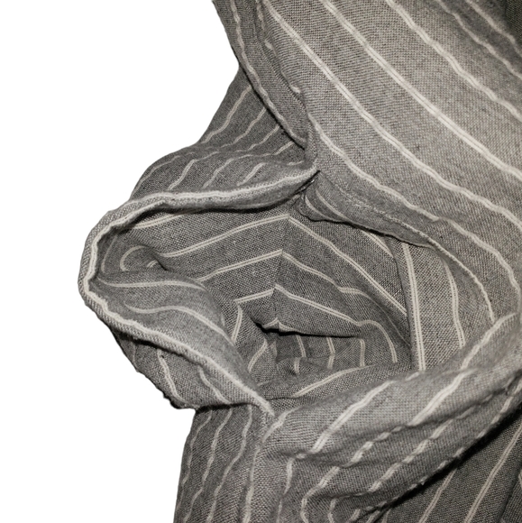 Orange Creek Gray Striped Floral Embroidered Dress Sz Medium Bell Sleeve Cotton - Picture 9 of 14